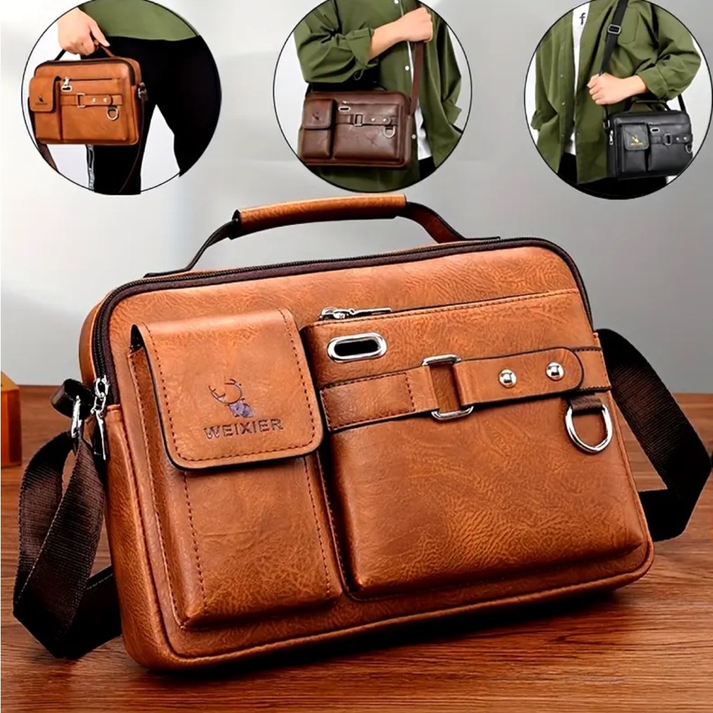 Vintage Style Messenger Bag - Vintage Explorer Sling Bag, Multi-Pocket Bag - Picture 15 of 15